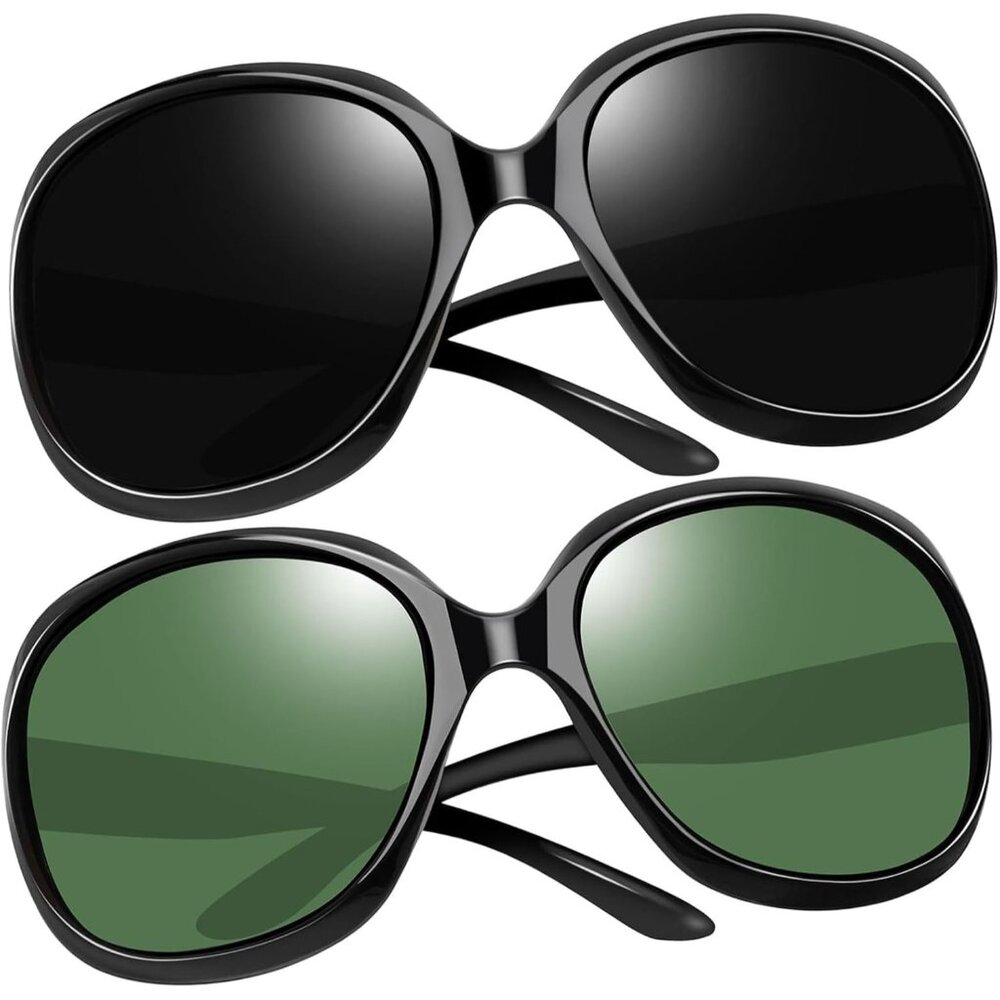 Women's Black Blackish Green Trendy Polarized Driving Sun Glasses UV Protective
